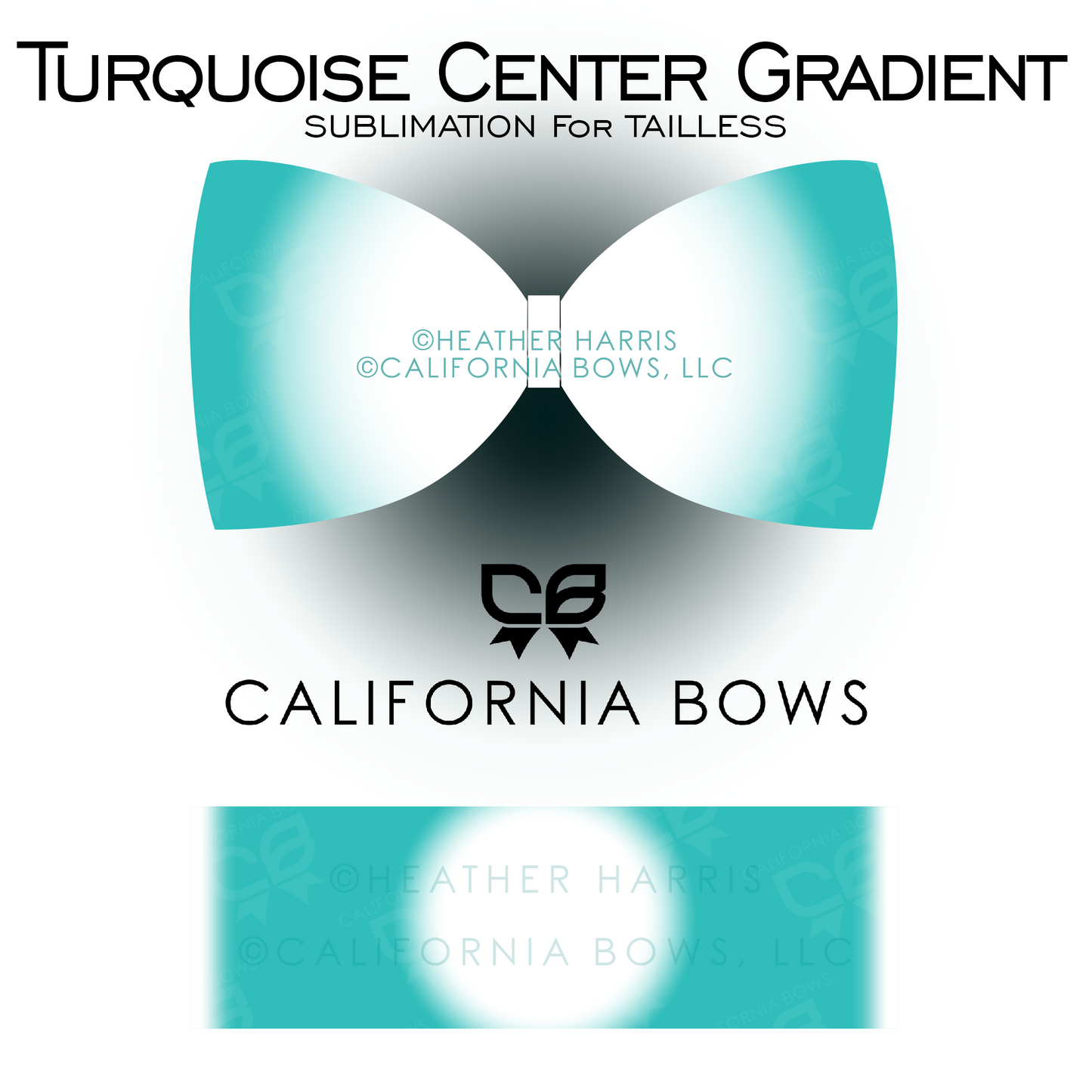 Turquoise Gradient TAILLESS Bow Sublimation Download PNG