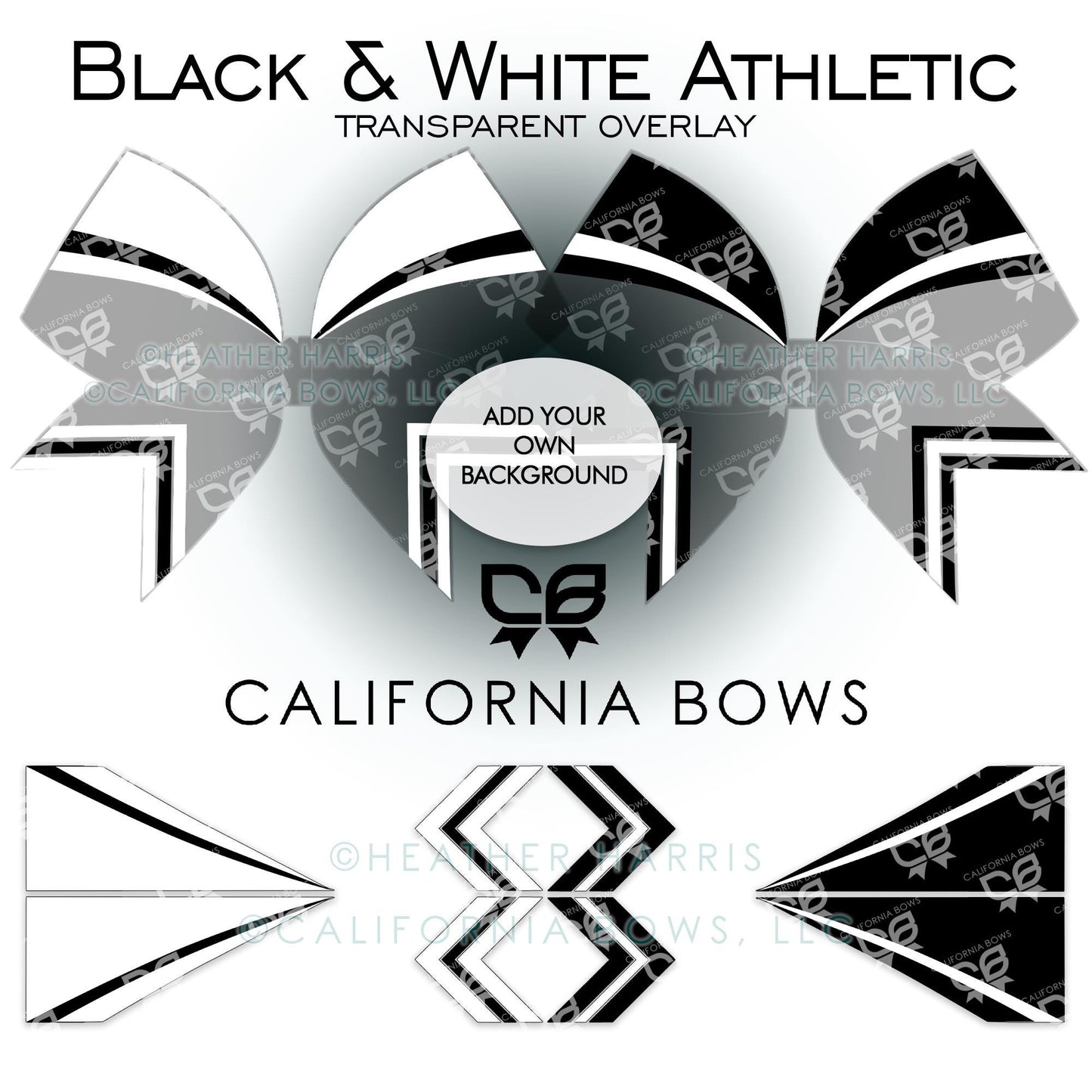 Athletic Transparent Overlay Cheer Bow Design Sublimation Download PNG