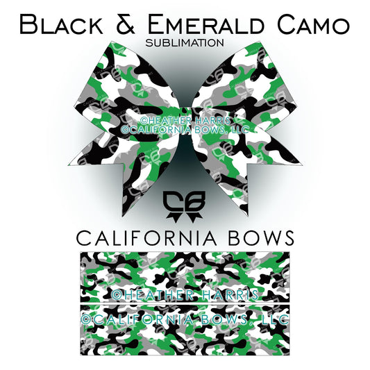 Green Black Camo Cheer Bow Design Sublimation Download PNG