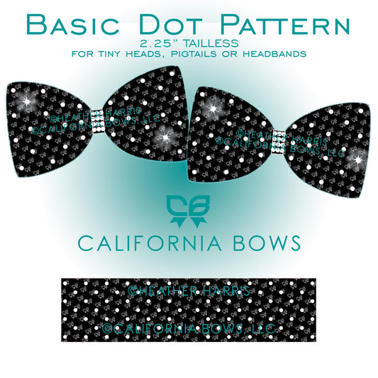Basic Dot 2.25" Tailless Bow Rhinestone Template Download