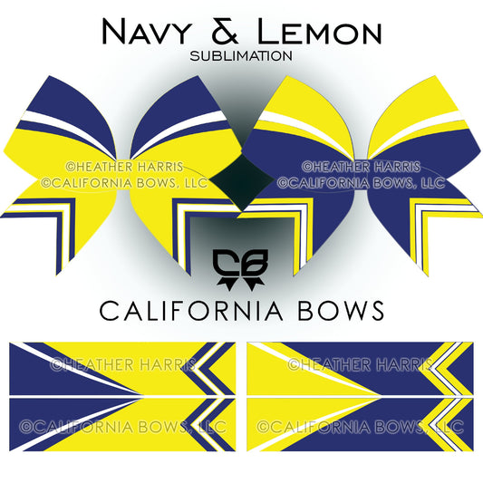 Navy Lemon Athletic Cheer Bow Design Sublimation Download PNG
