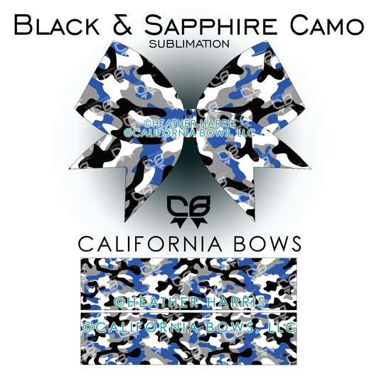 Blue Black Camo Cheer Bow Design Sublimation Download PNG