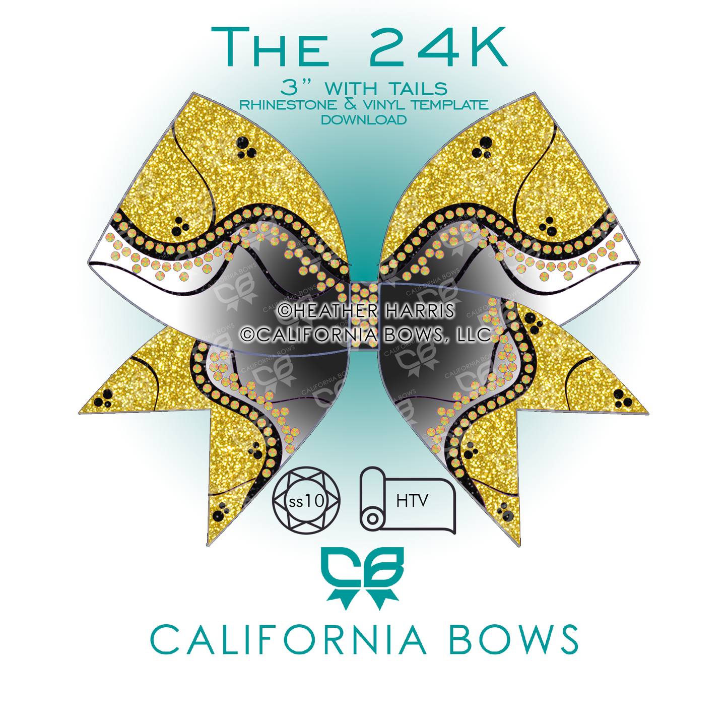 24K 3" Bow Rhinestone & Vinyl Template Download