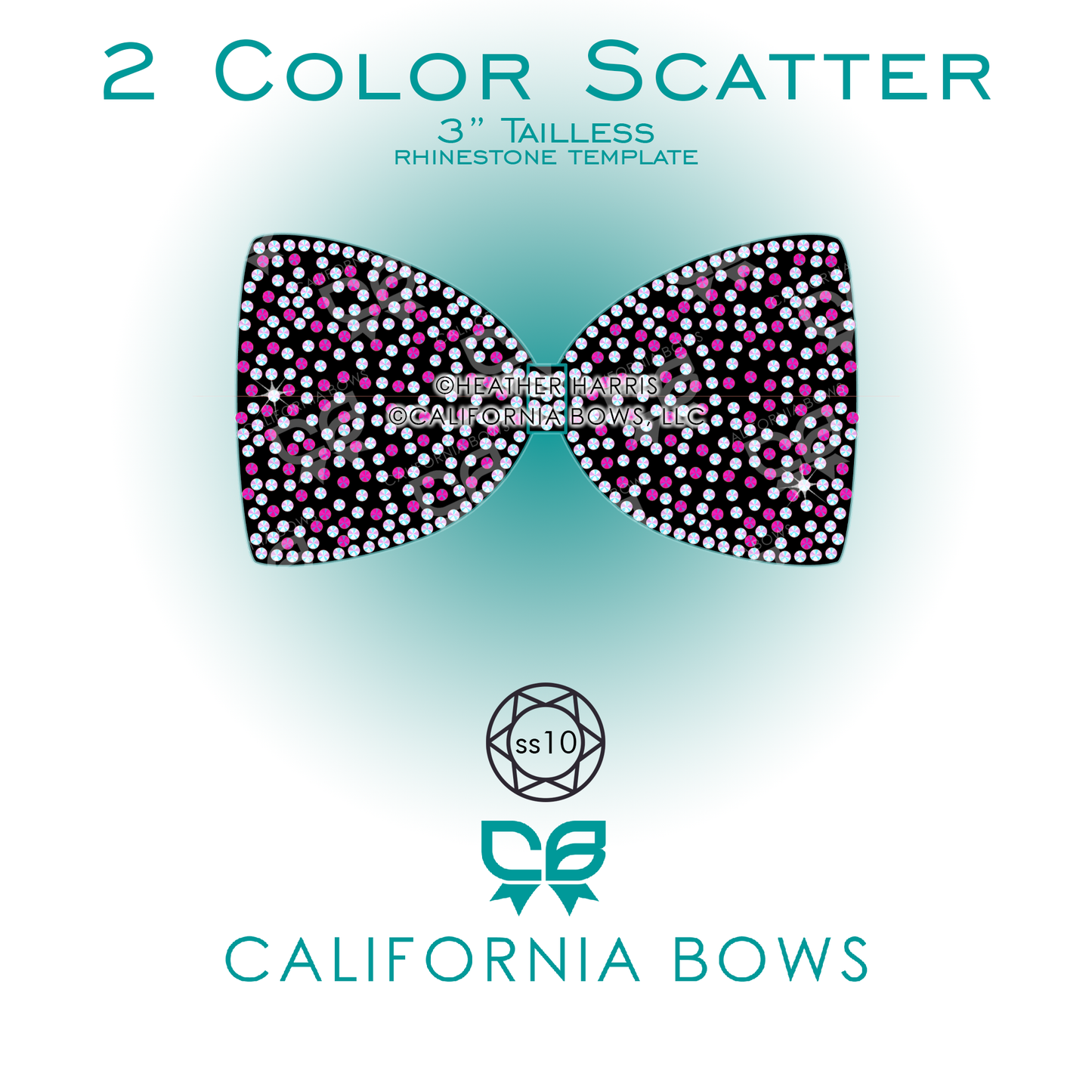 2 Color Scatter 3"Tailless Bow Rhinestone Template Download
