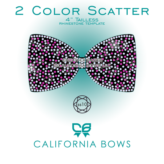 2 Color Scatter 4" Tailless Bow Rhinestone Template Download