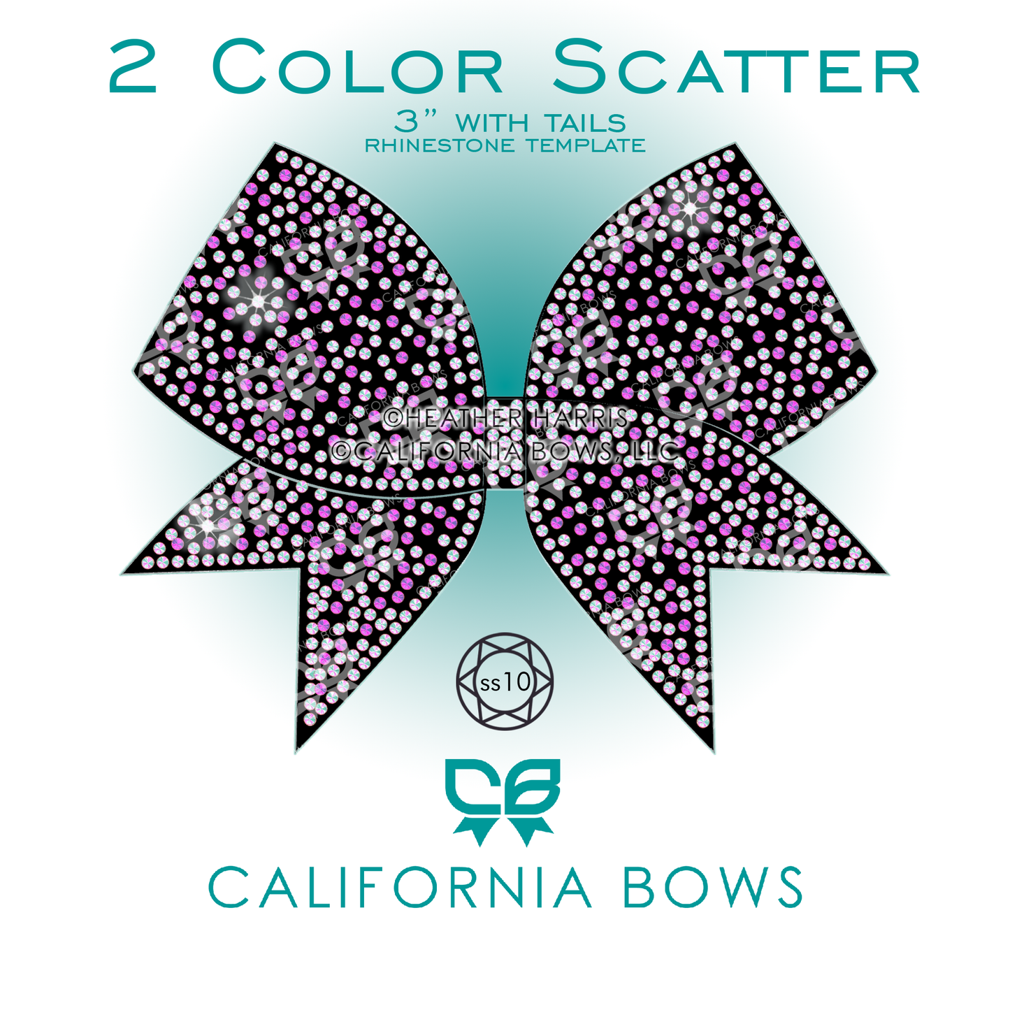 2 Color Scatter 3" Bow Rhinestone Template Download