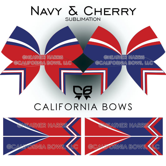 Navy Cherry Athletic Cheer Bow Design Sublimation Download PNG