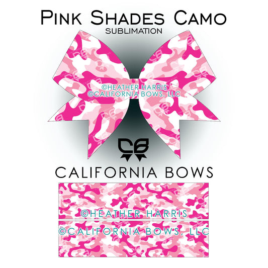 Pink Camo Cheer Bow Design Sublimation Download PNG