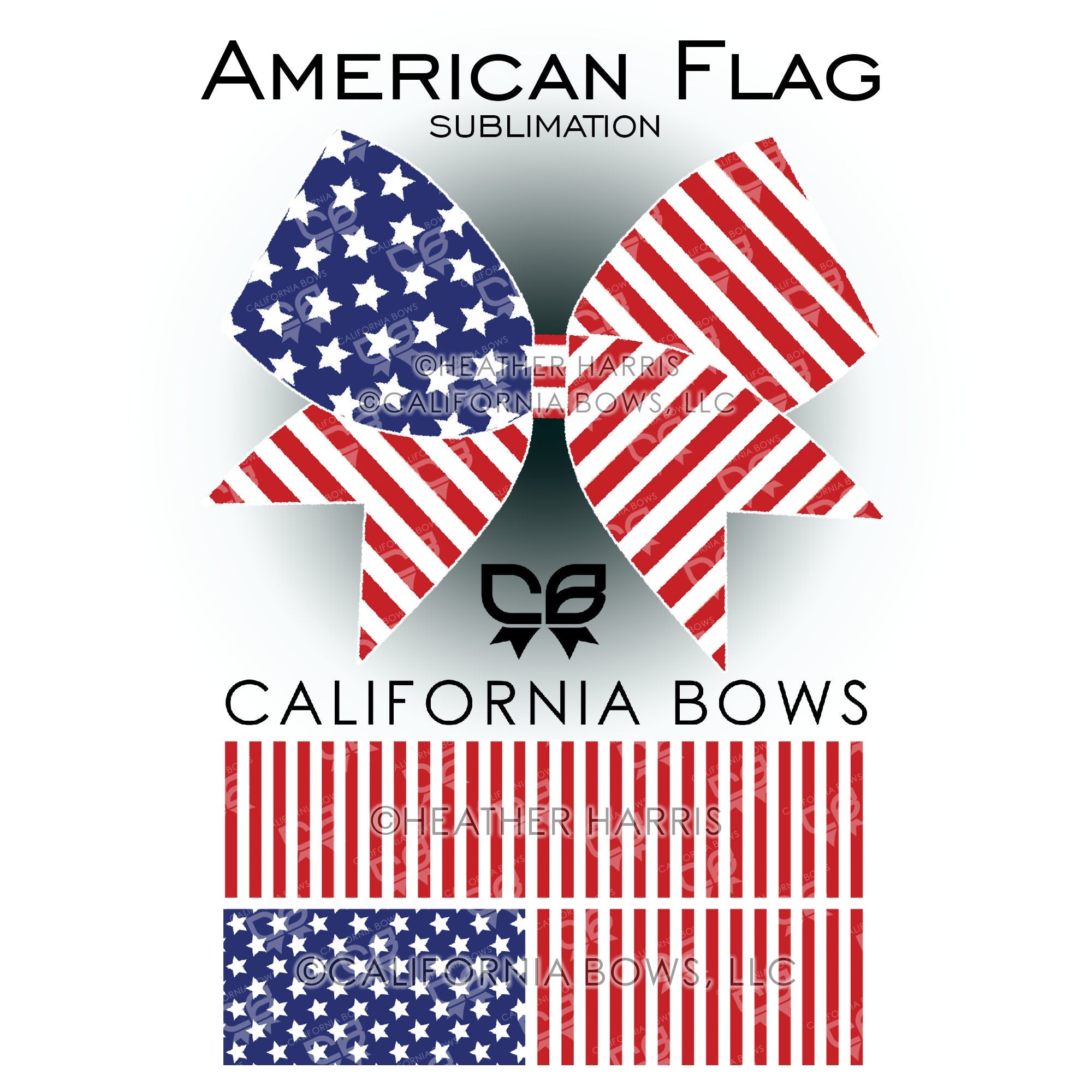 American Flag Cheer Bow Design Sublimation Download PNG – CALIFORNIA BOWS