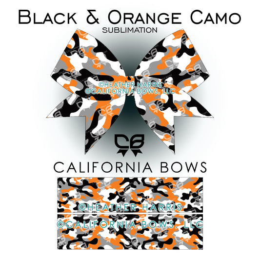 Orange Black Camo Cheer Bow Design Sublimation Download PNG