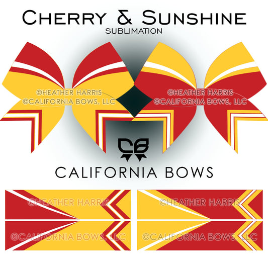 Sunshine Cherry Athletic Bow Design Sublimation Download PNG