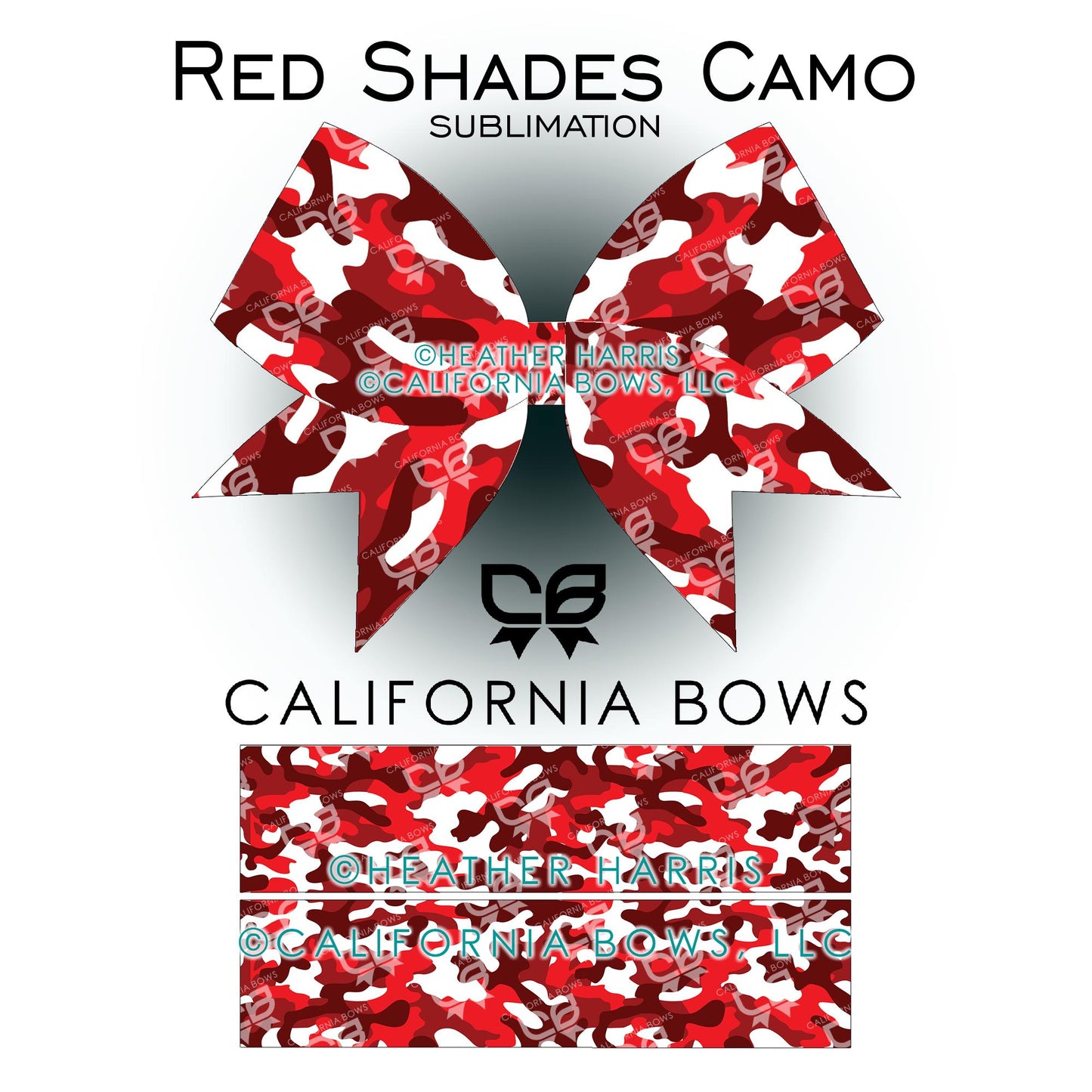 Red Camo Cheer Bow Design Sublimation Download PNG