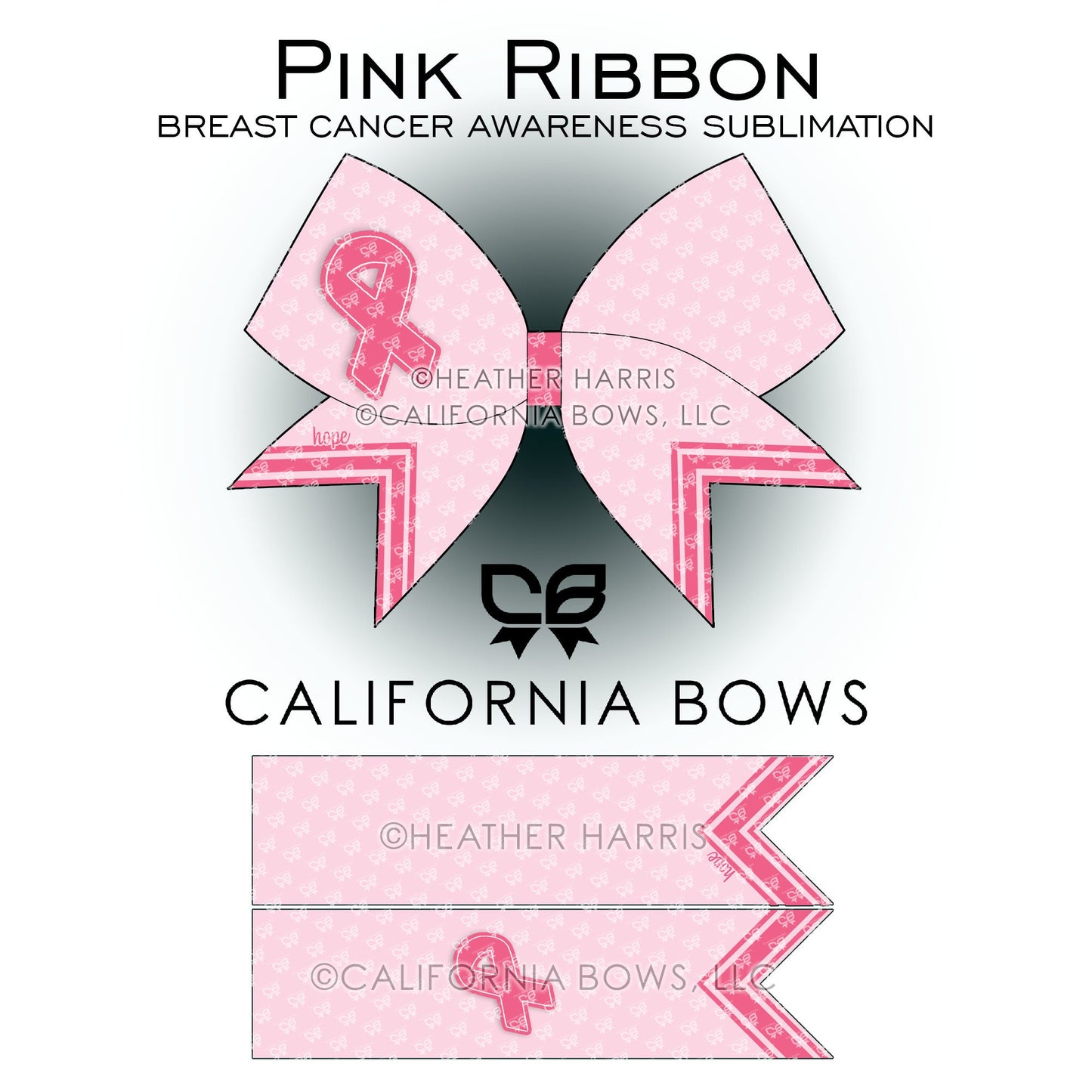 Breast Cancer Awareness Cheer Bow Design Sublimation Download PNG