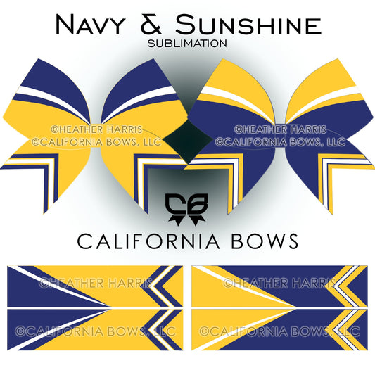 Navy Sunshine Athletic Cheer Bow Design Sublimation Download PNG