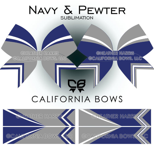 Navy Pewter Athletic Cheer Bow Design Sublimation Download PNG