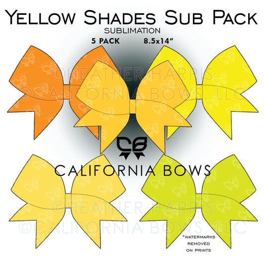 Yellow Shades Cheer Bow Design Sublimation Download PNG