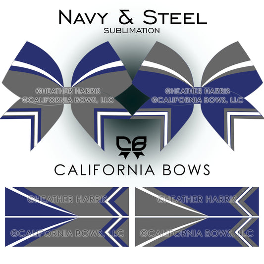 Navy Steel Athletic Cheer Bow Design Sublimation Download PNG