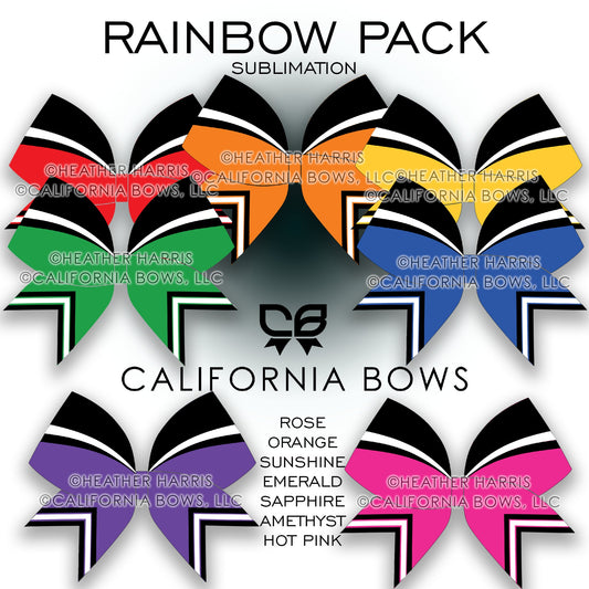 Rainbow Pack Athletic Cheer Bow Design Sublimation Download PNG