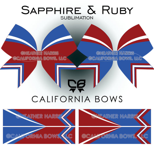 Sapphire Ruby Red Athletic Cheer Bow Design Sublimation Download PNG