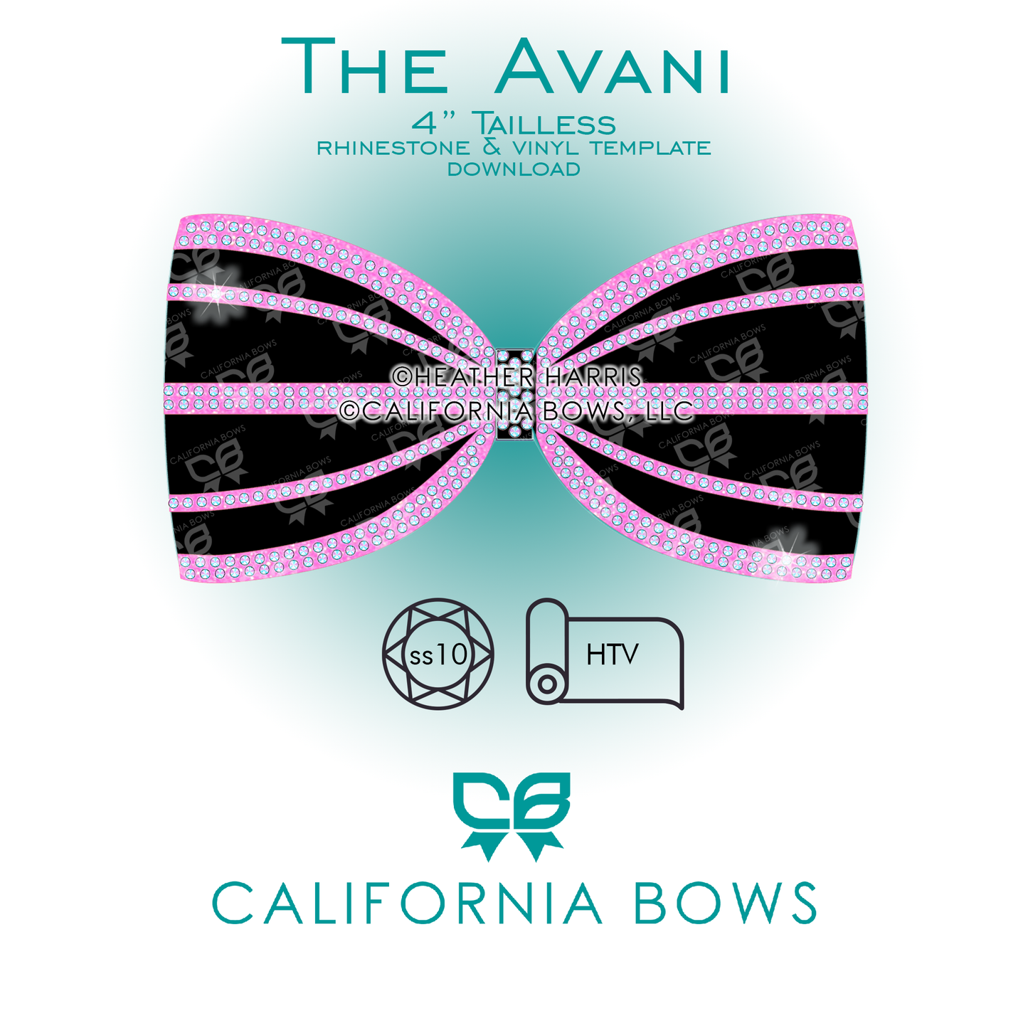 Avani 4" Tailless Bow Rhinestone Template Download