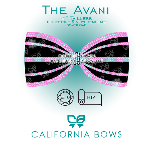 Avani 4" Tailless Bow Rhinestone Template Download