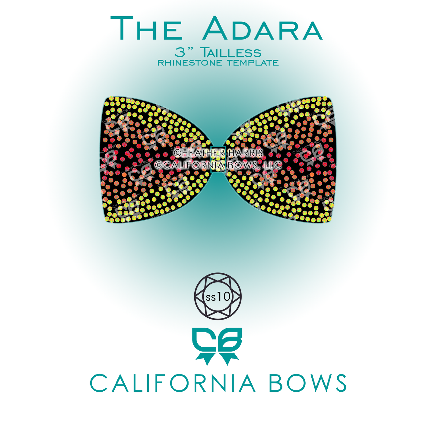 Adara 3" Tailless Bow Rhinestone Template Download