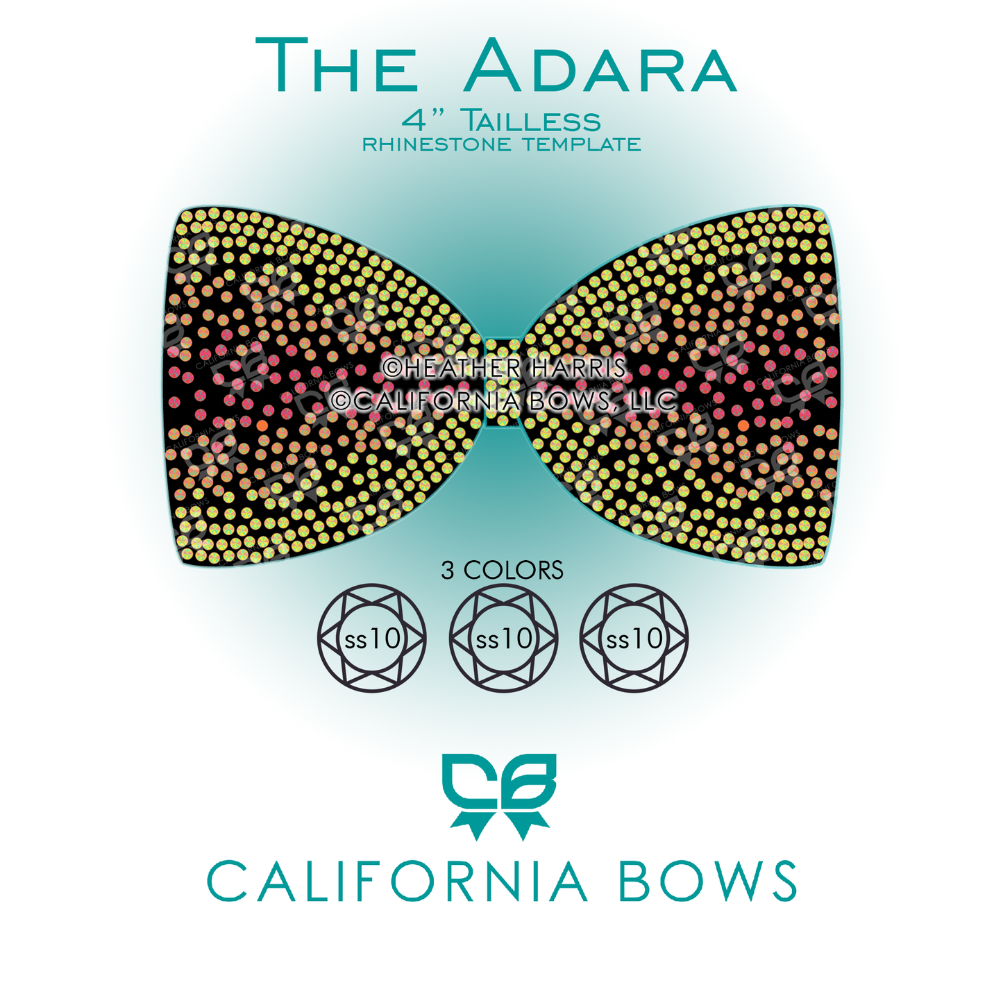 Adara 4" Tailless Bow Rhinestone Template Download