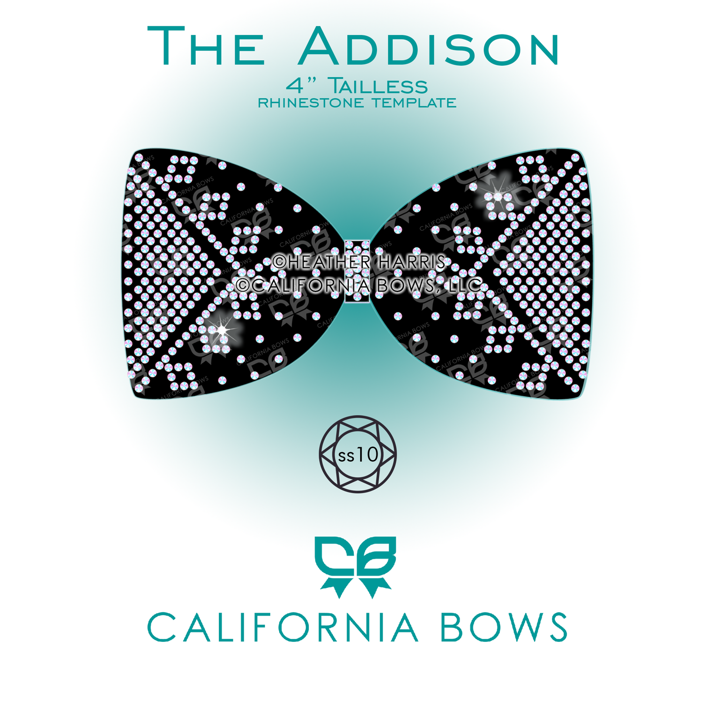 Addison 4" Tailless Bow Rhinestone Template Download