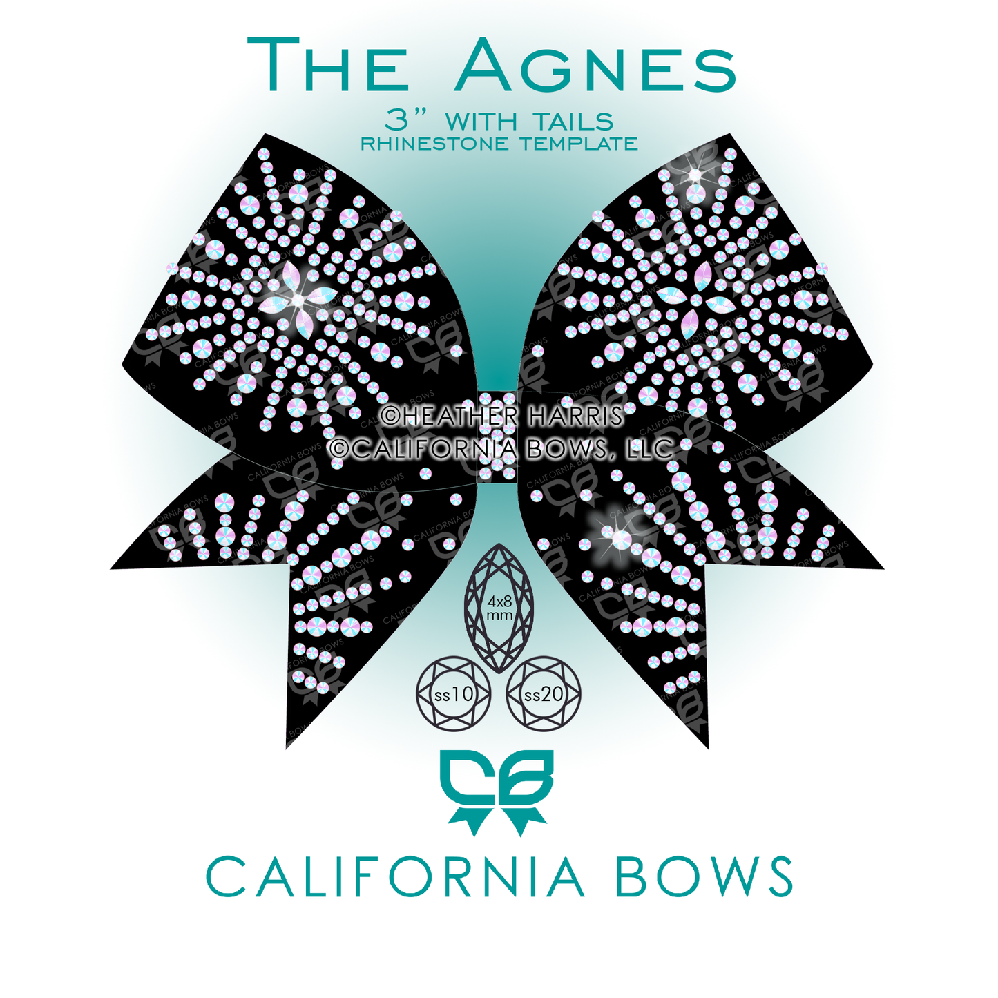 Agnes 3" Bow Rhinestone Template Download