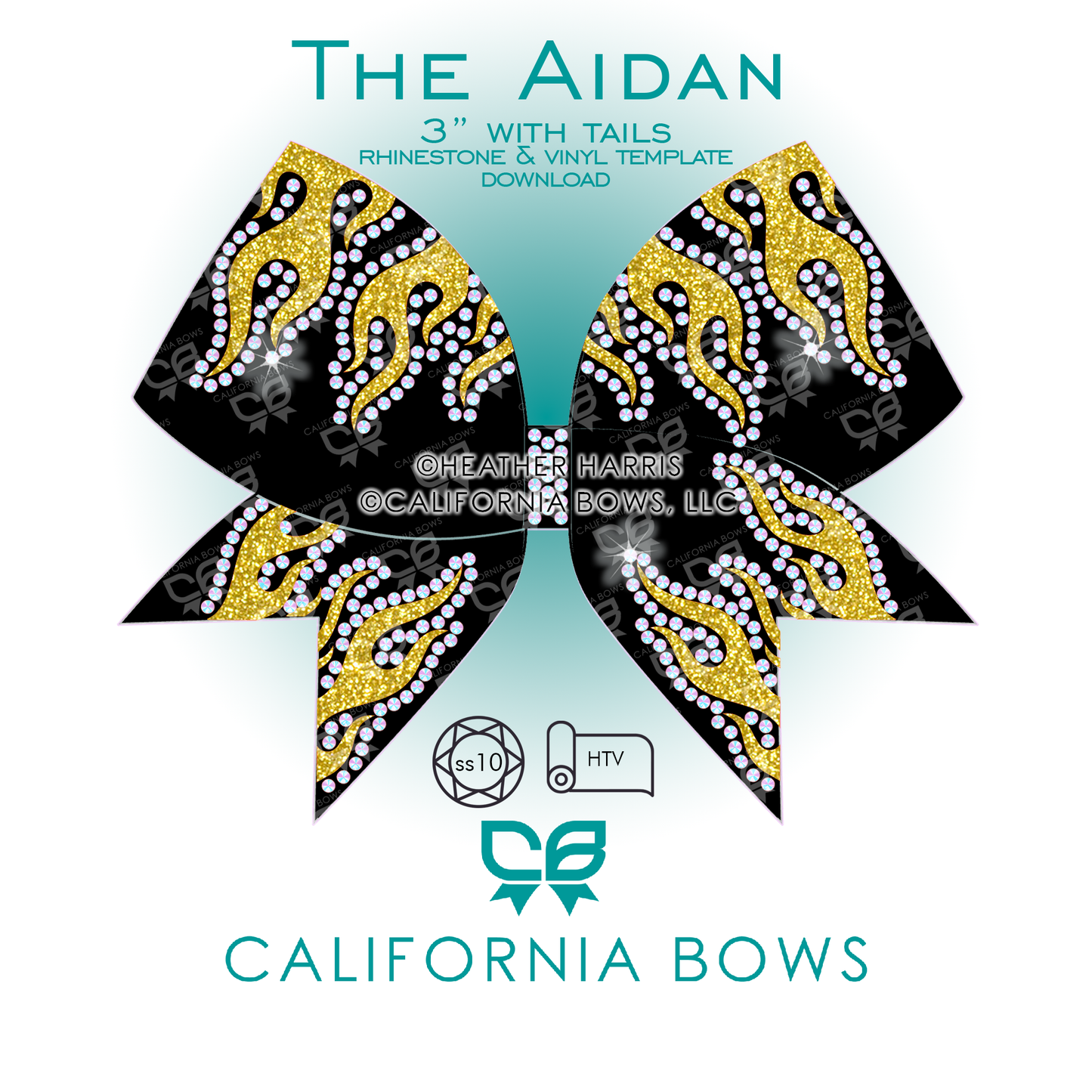 Aidan 3" Bow Rhinestone & Vinyl Template Download