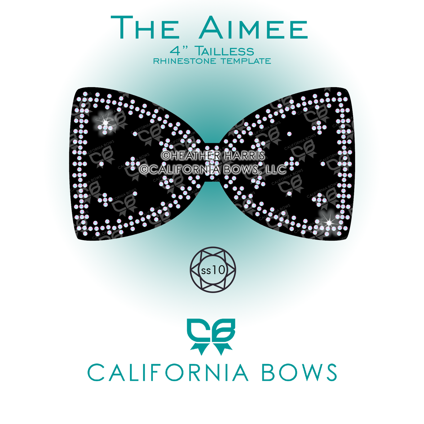 Aimee 4" Tailless Bow Rhinestone Template Download