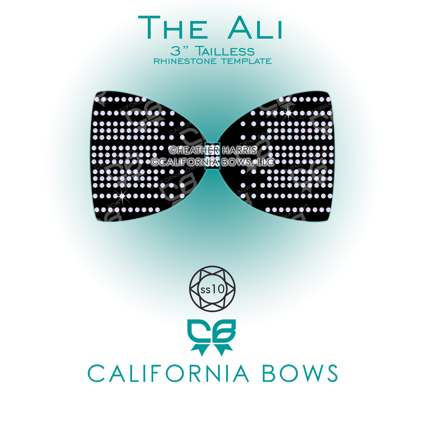 Ali 3" Cheer Bow Rhinestone Template Tailless