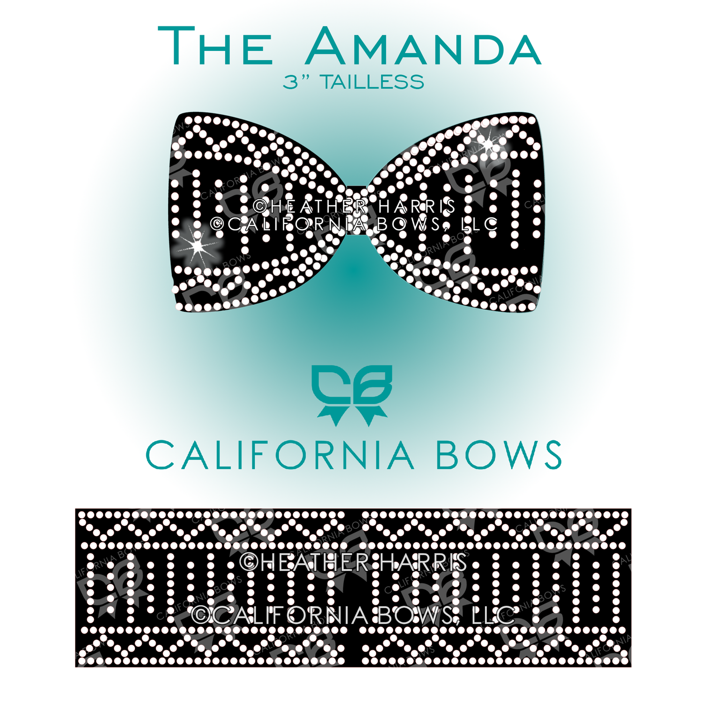 Amanda 3" Tailless Bow Rhinestone Template Download