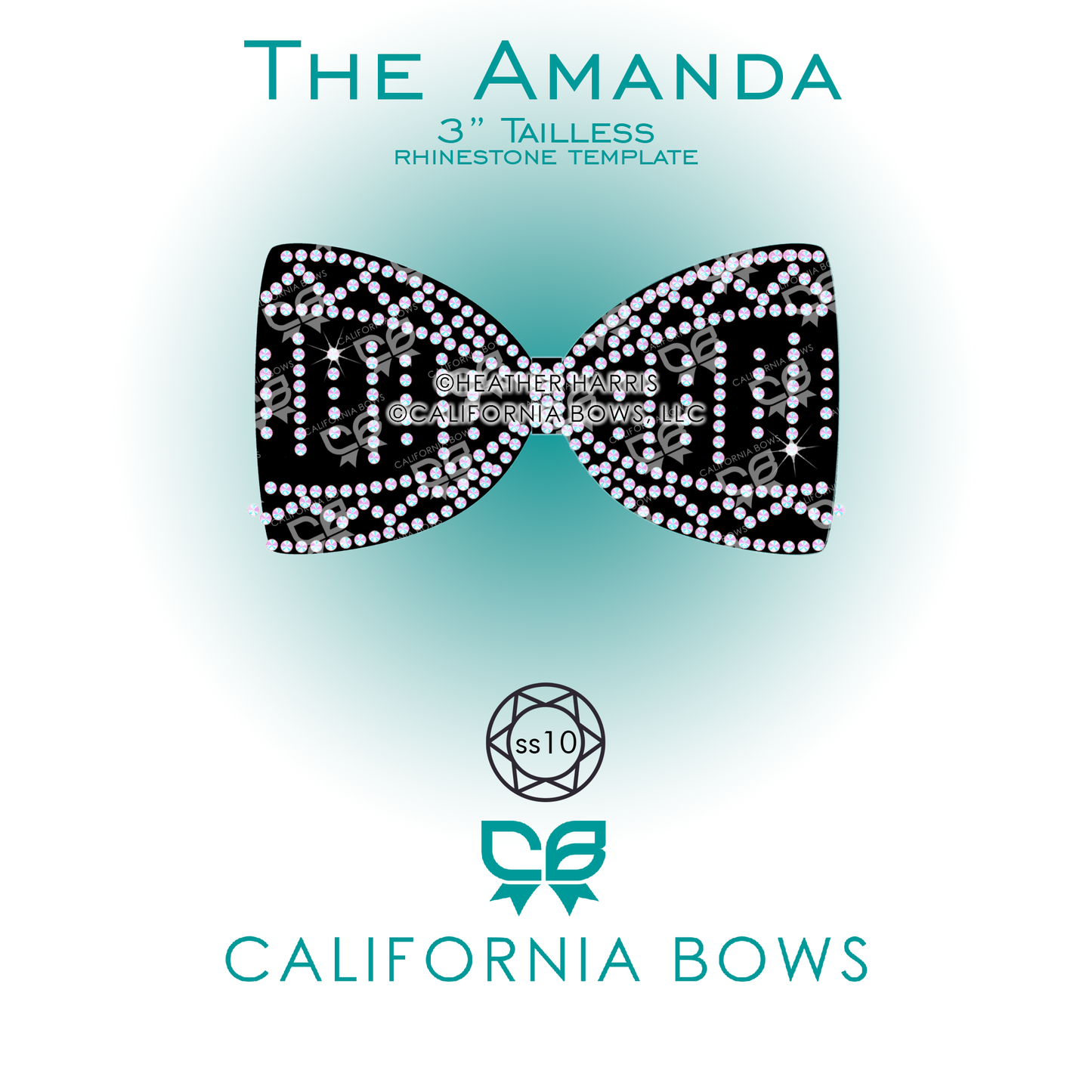 Amanda 3" Tailless Bow Rhinestone Template Download