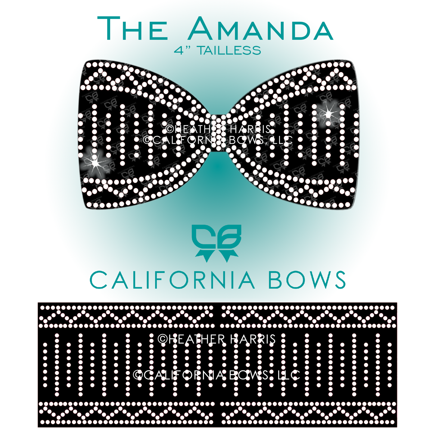 Amanda 4" Tailless Bow Rhinestone Template Download