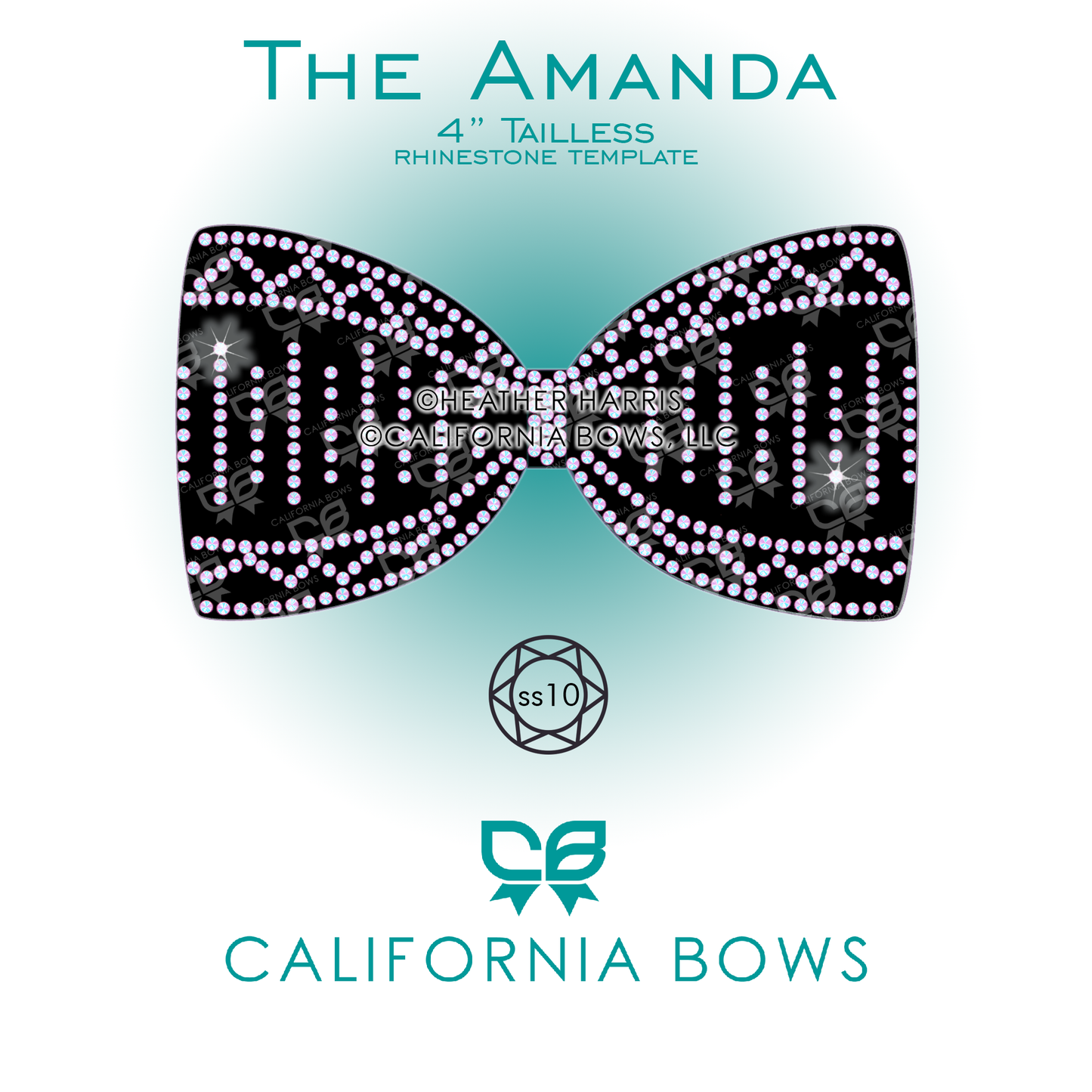 Amanda 4" Tailless Bow Rhinestone Template Download