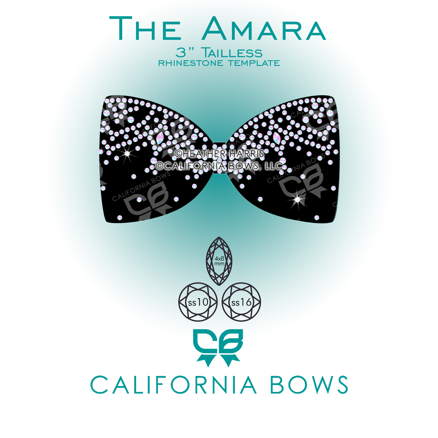 Amara 3" Tailless Bow Rhinestone Template Download