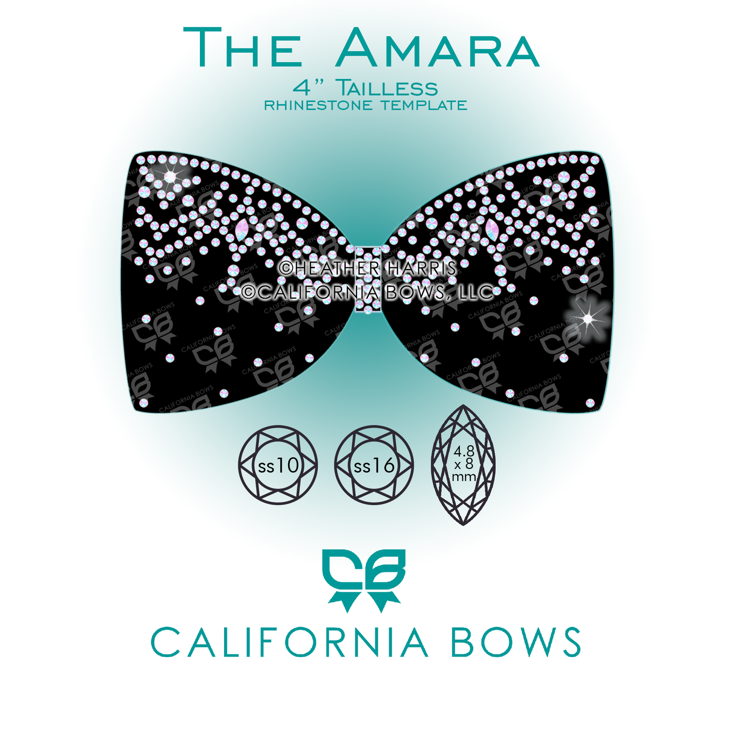 Amara 4" Tailless Bow Rhinestone Template Download