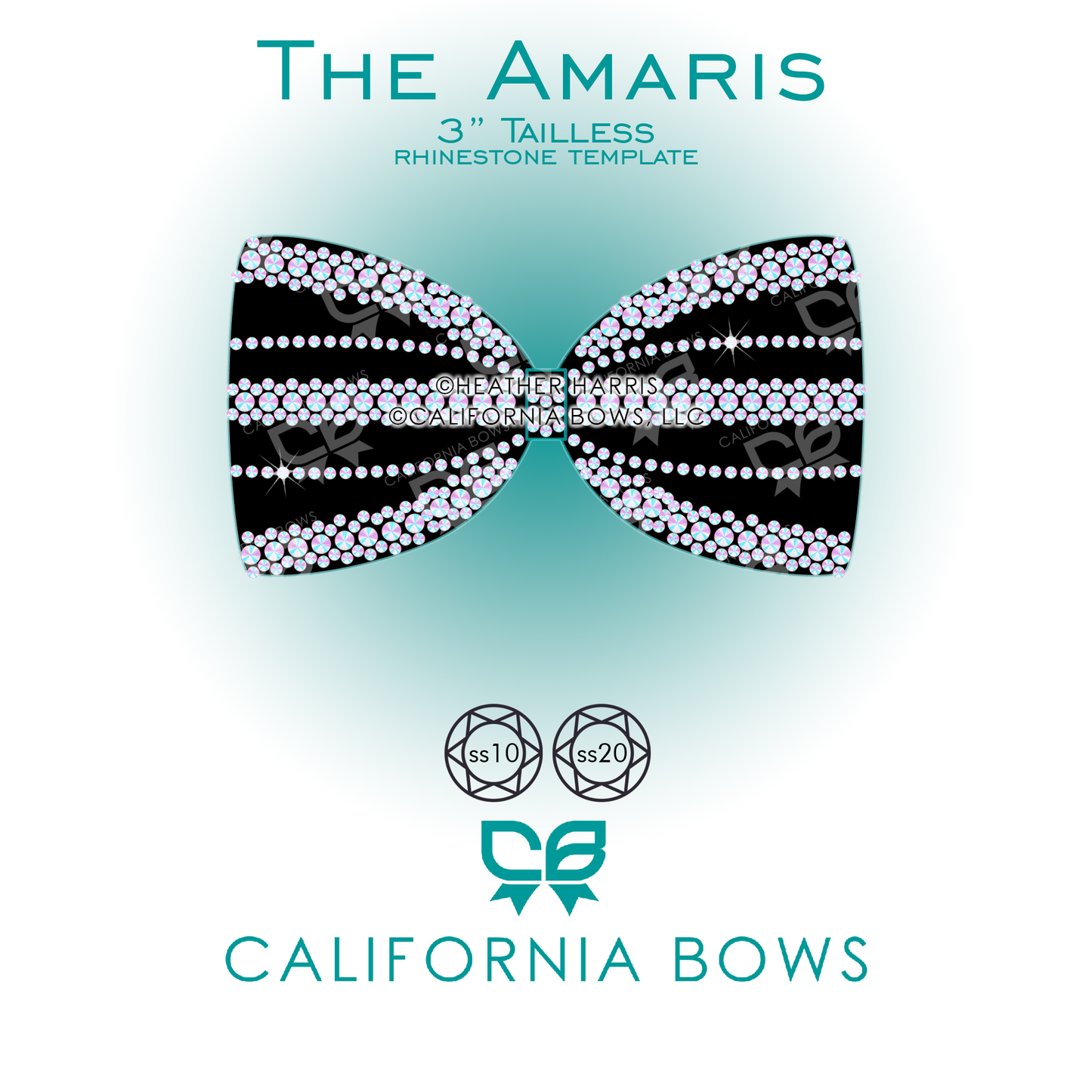 Amaris 3" Tailless Bow Rhinestone Template Download