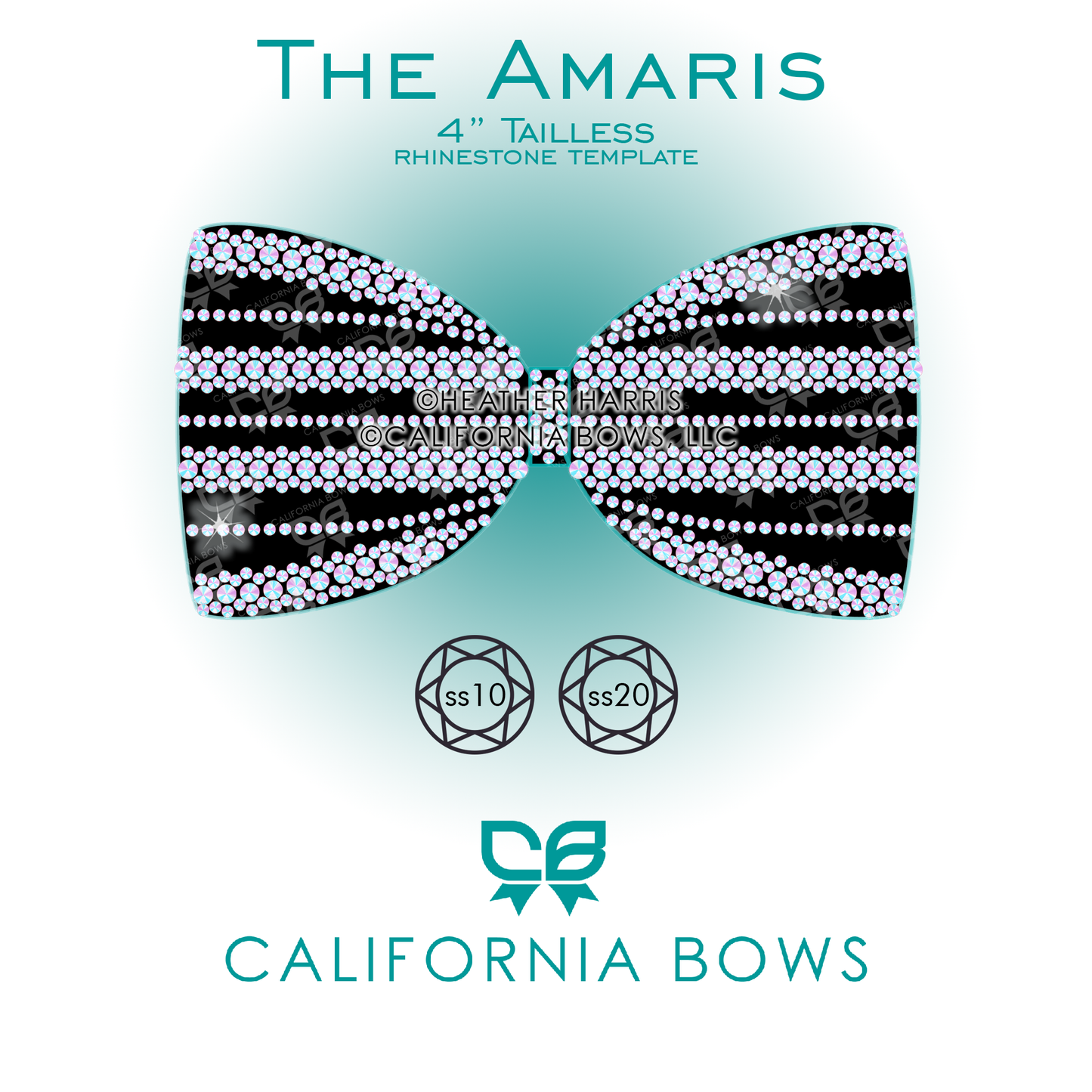 Amaris 4" Tailless Bow Rhinestone Template Download