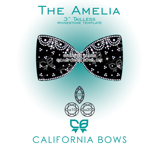 Amelia 3" Cheer Bow Rhinestone Tailless Template Download