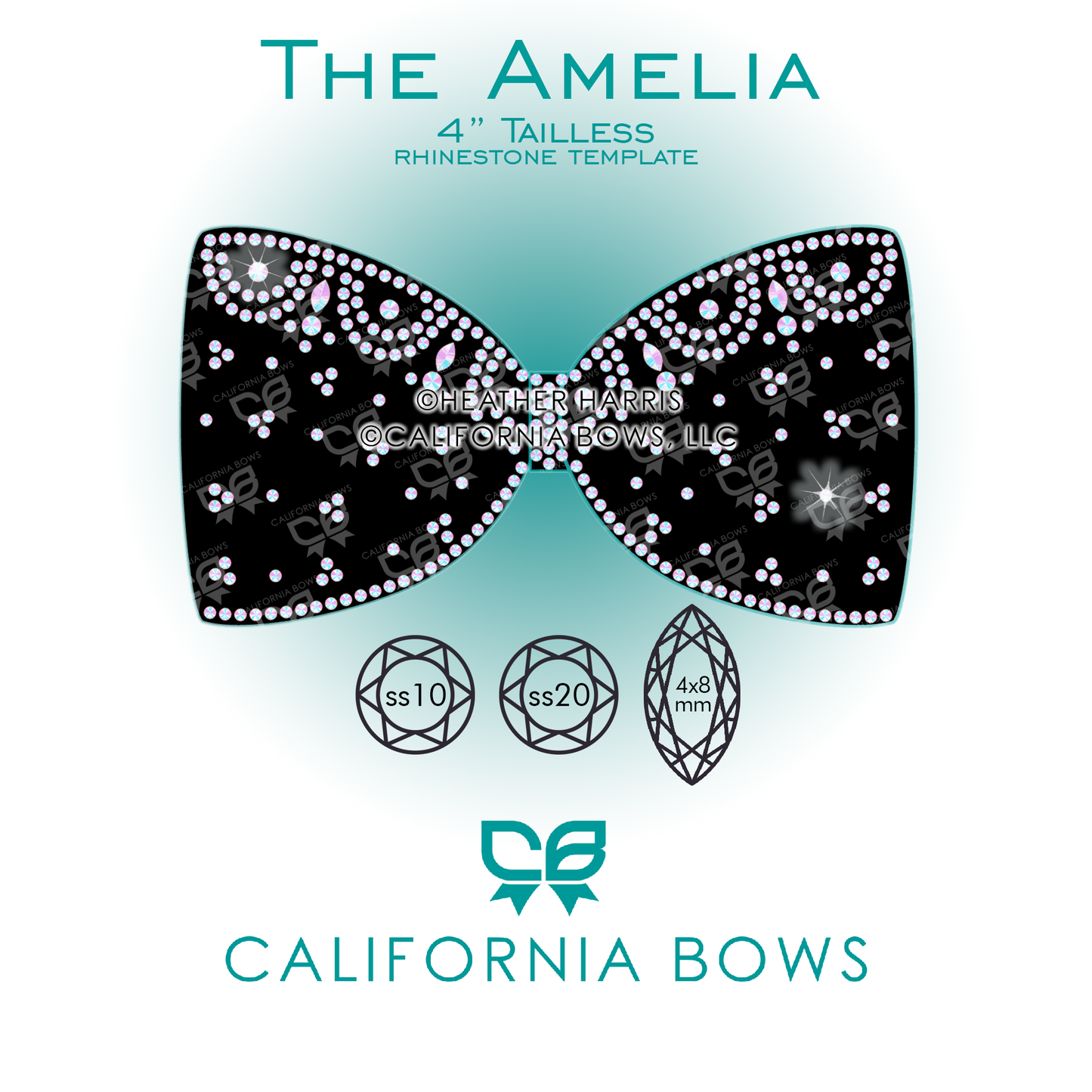Amelia 4" Tailless Bow Rhinestone Template Download