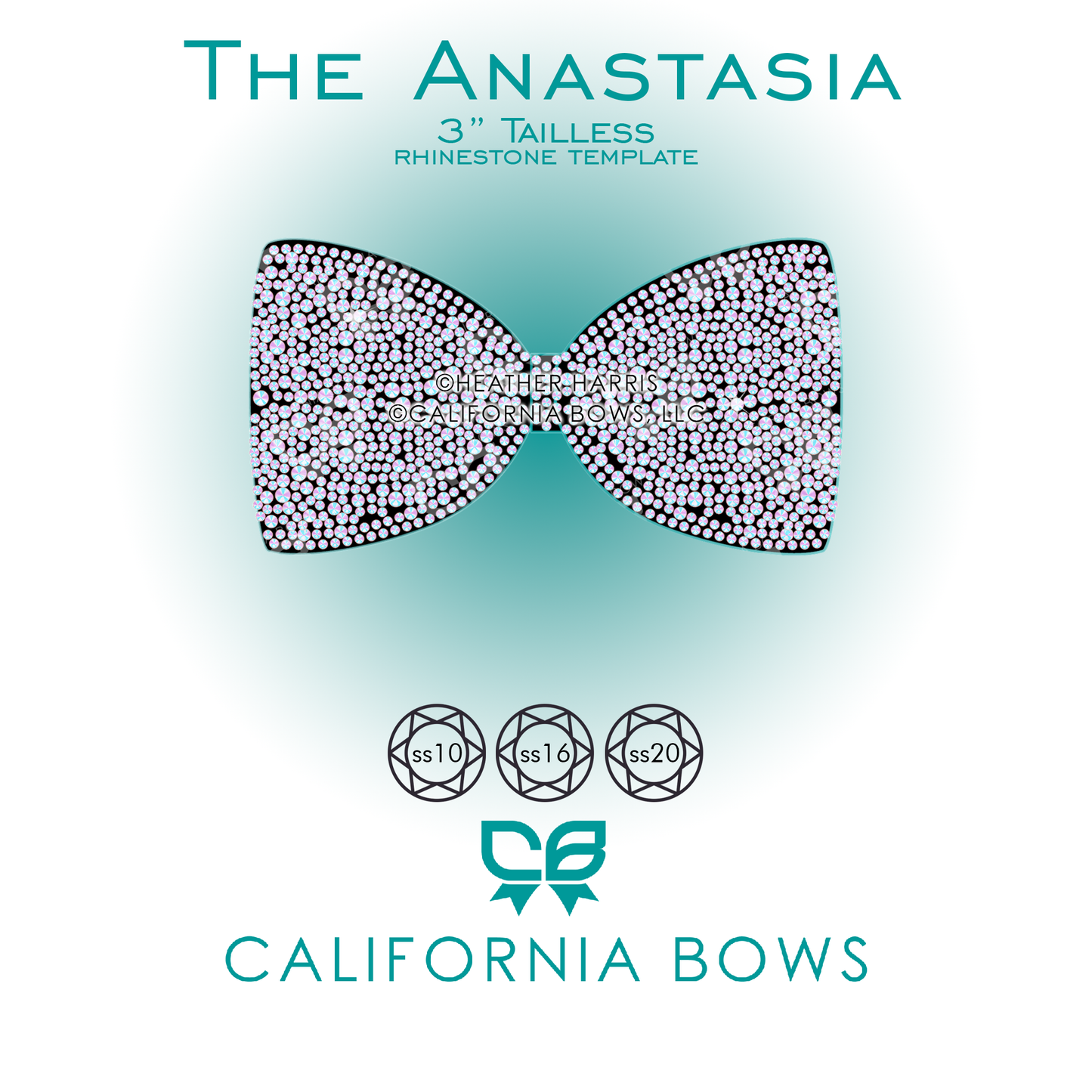 Anastasia 3" Tailless Bow Rhinestone Template Download