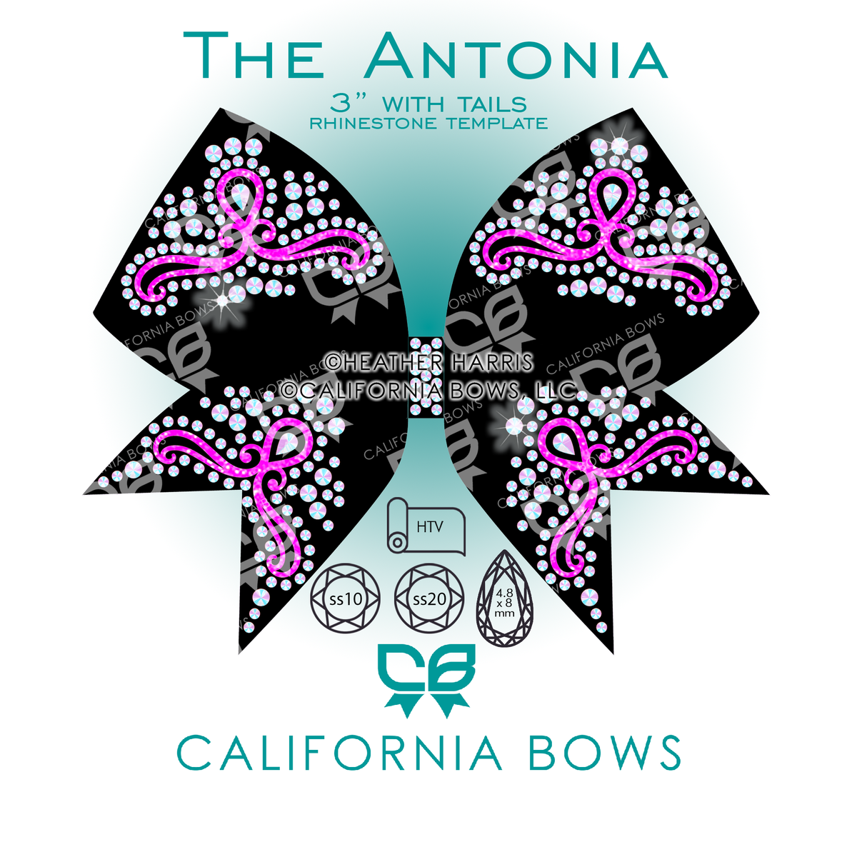 Antonia 3" Bow Rhinestone Template Download