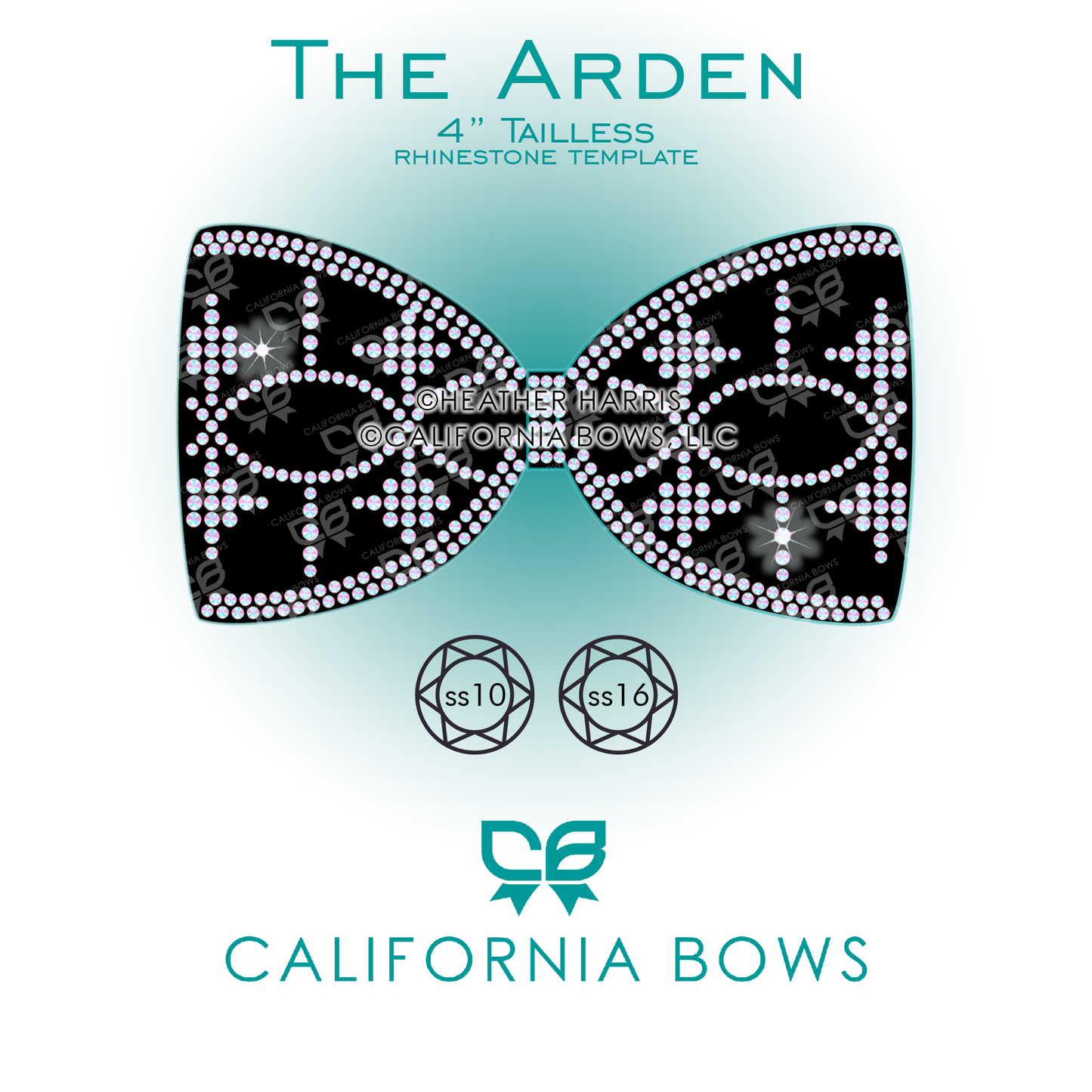 Arden 4" Tailless Bow Rhinestone Template Download