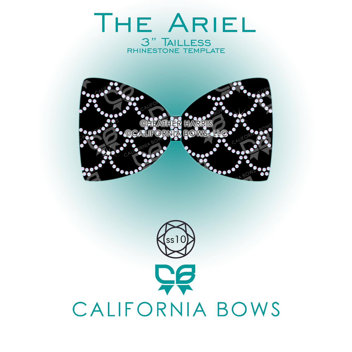 Ariel 3" Tailless Cheer Bow Rhinestone Template Download