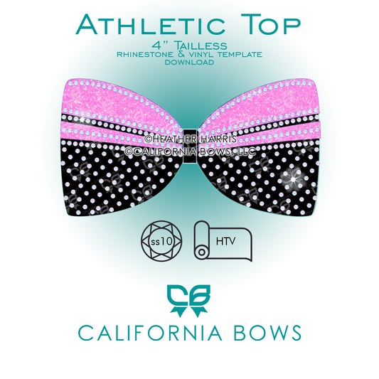 Athletic 4" Tailless Bow Rhinestone Template Download