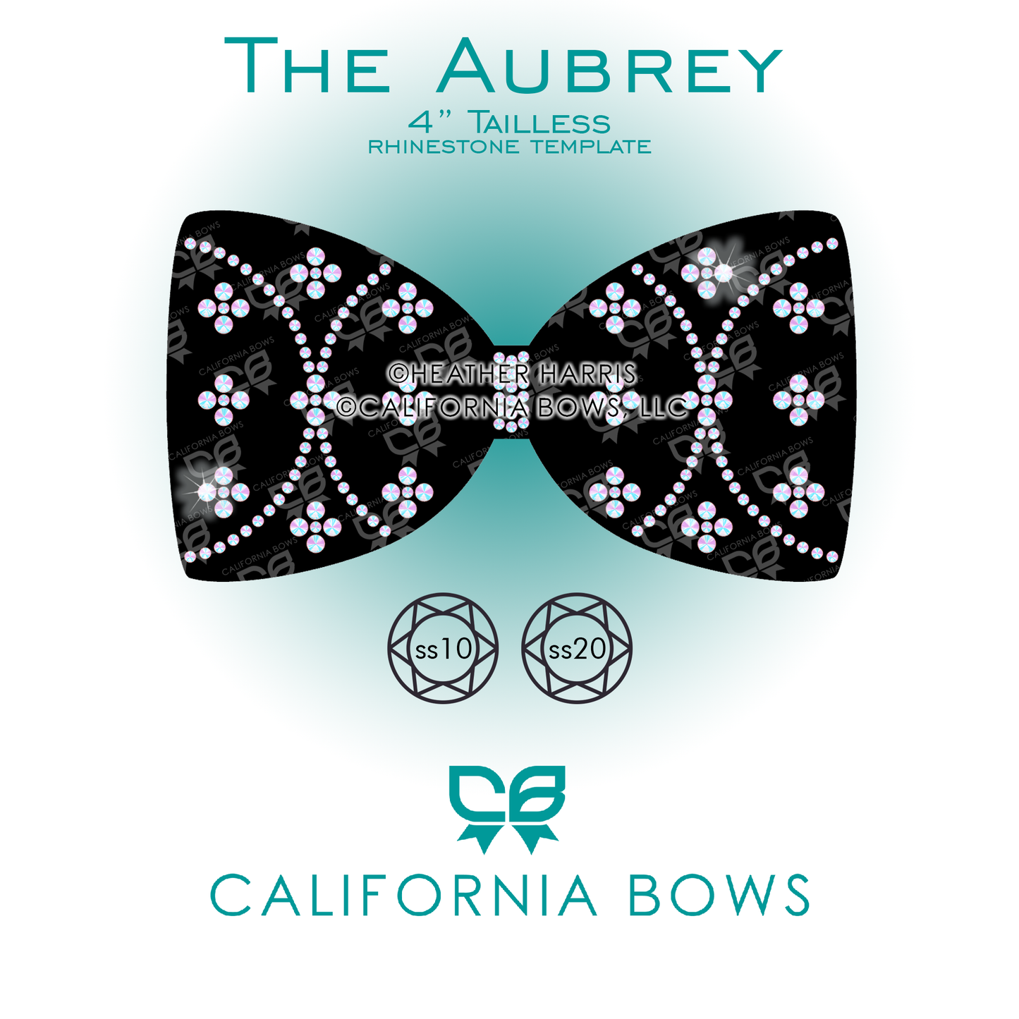 Aubrey 4" Tailless Bow Rhinestone Template Download