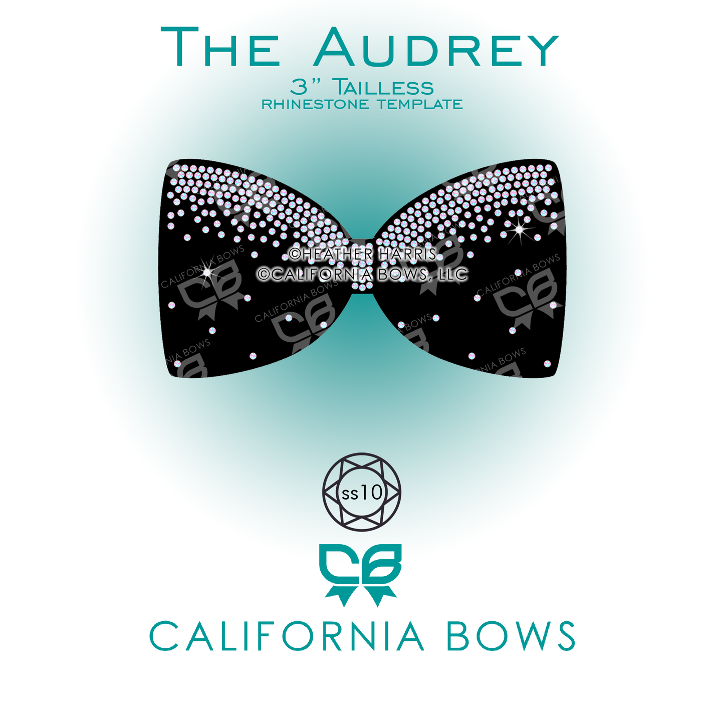 Audrey 3" Tailless Bow Rhinestone Template Download