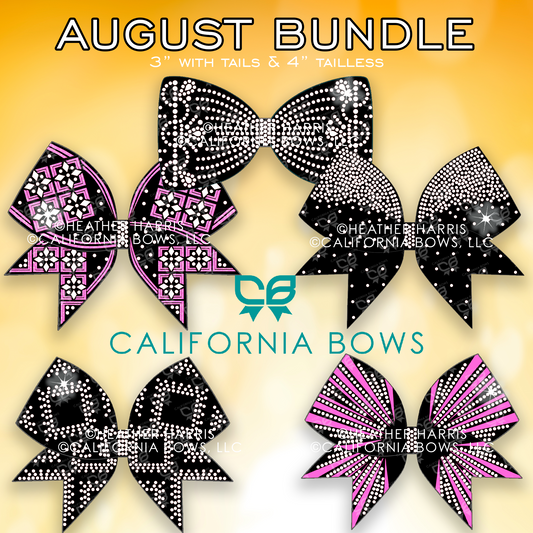 AUGUST 3" 4" Tailless Bow Rhinestone Template Download